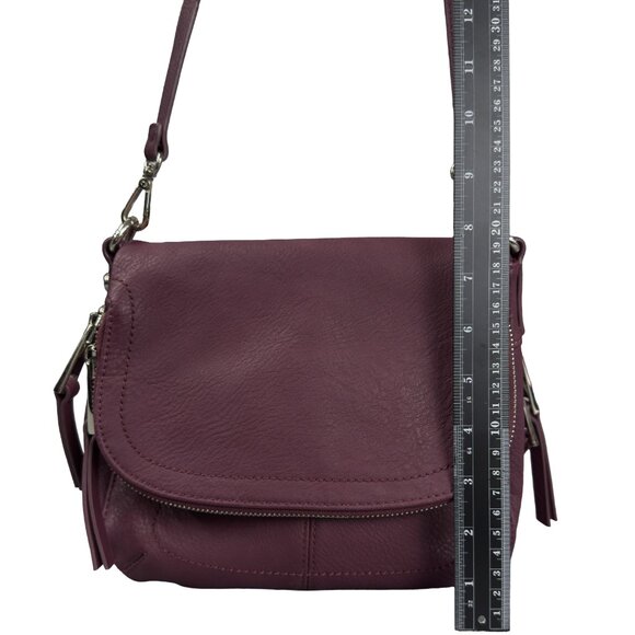Crossbody Bag Plum Purple Faux Leather Adjustable Strap - Picture 11 of 12